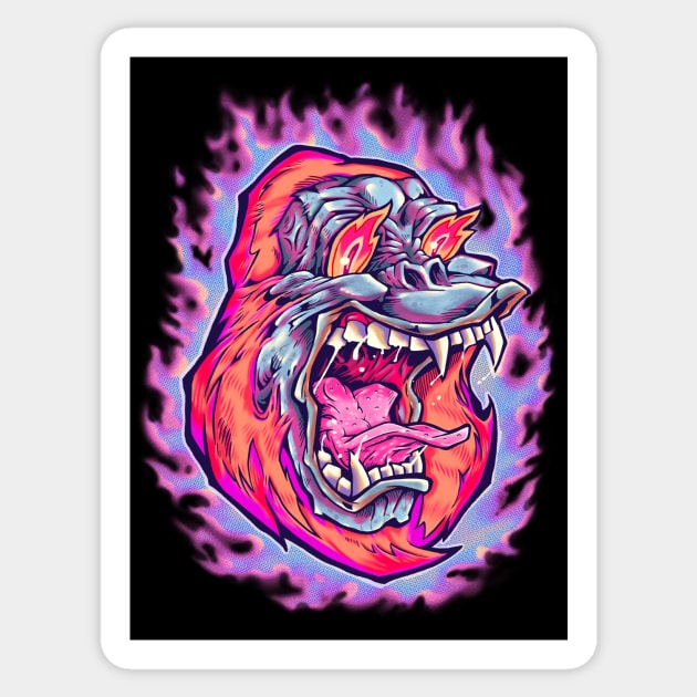 Burning Ape Sticker by Villainmazk